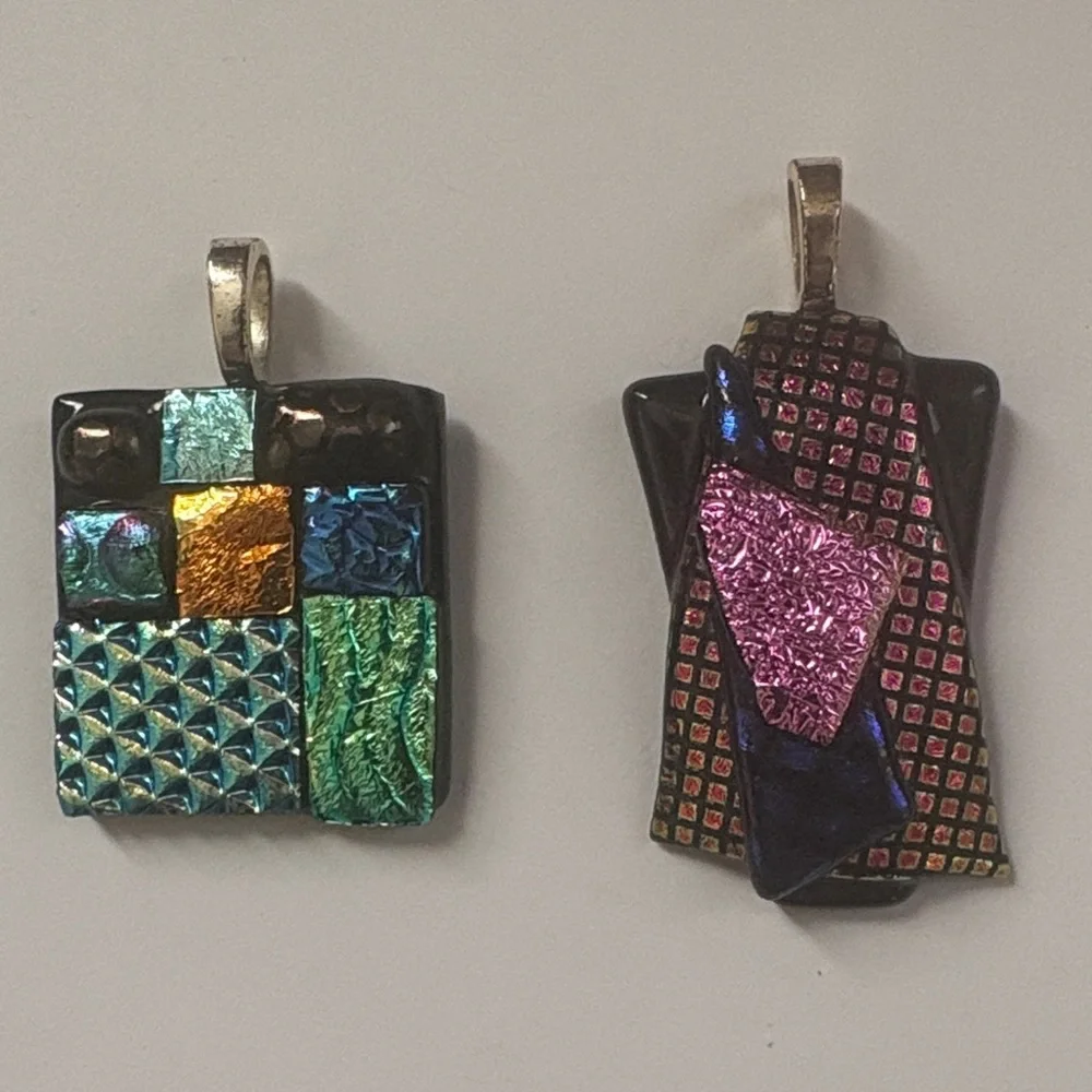 Handmade Glass Pendant Lot - Multicolor Artistic Teardrops & Abstract Shapes - Picture 2 of 9